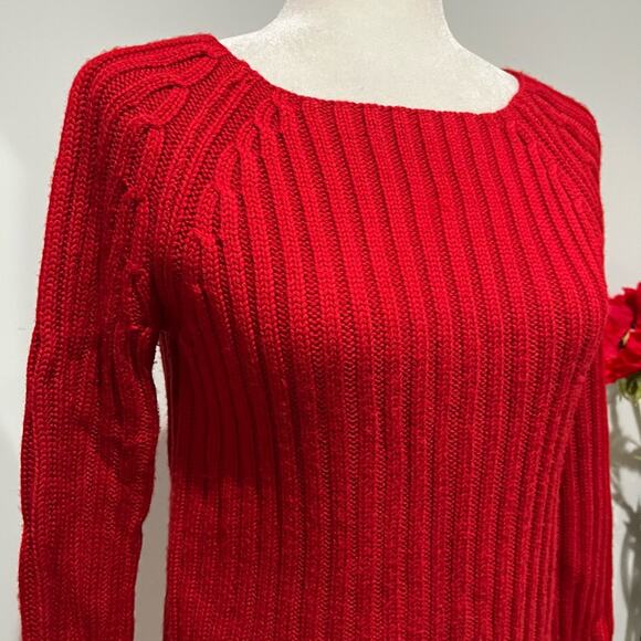 NEW Willi Smith Merino Wool Cable Knit Scoop Neck Chunky Ribbed Sweater Sz S Re… - Picture 6 of 14